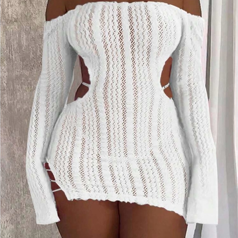 SHEIN White Backless Knit Dress